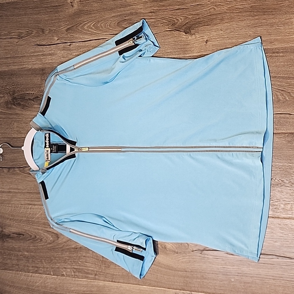 JAMIE SADOCK Medium Short Sleeve Golf Tennis Quarter-Zip Polo Shirt Blue